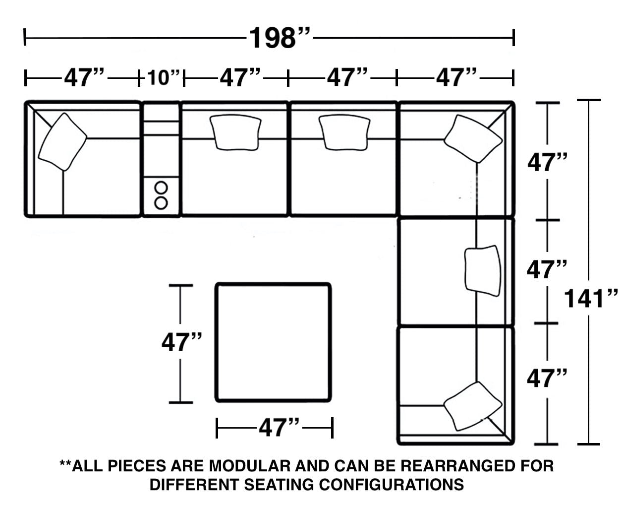 Posh - Modular Sectional And Ottoman