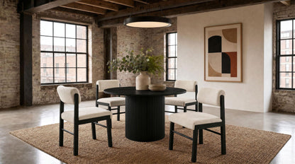 Hamlyn 5-piece Round Wood Dining Set Cream and Black