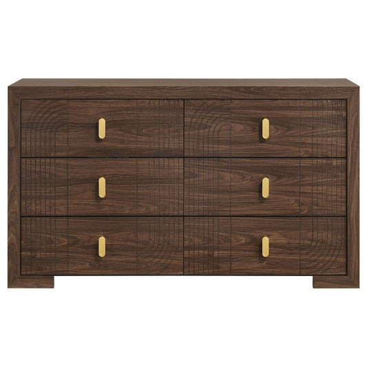 Etienne 6-drawer Bedroom Dresser Walnut
