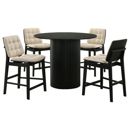 Hamlyn 5-piece Round Wood Counter Height Dining Set Cream and Black