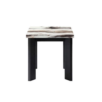 Strata - Faux Marble 3 Piece Occasional Set (1 Coffee & 2 End Tables) - Black / White