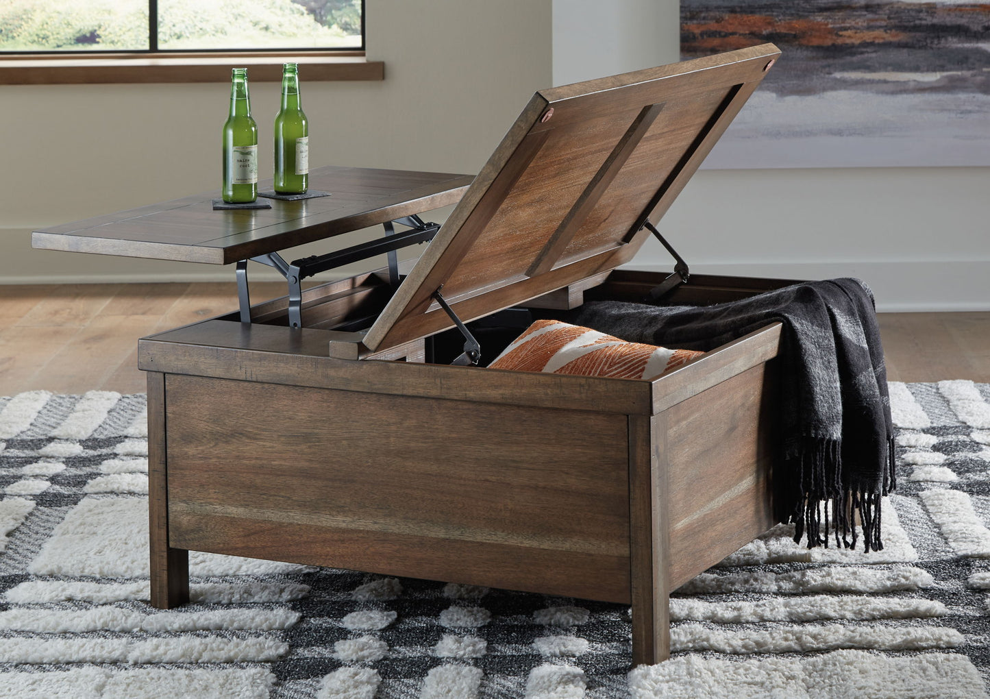 Moriville - Lift Top Cocktail Table - Grayish Brown