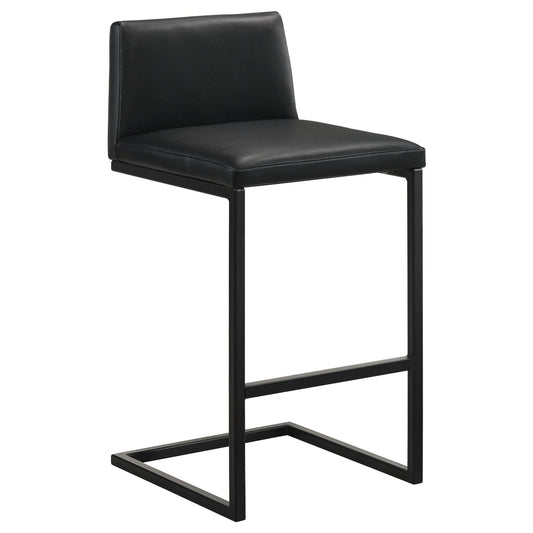Vardon Genuine Leather Bar Stool Black (Set of 2)