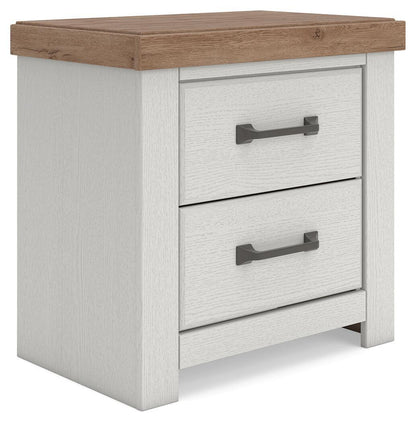 Savonport - Two Drawer Night Stand - White / Brown