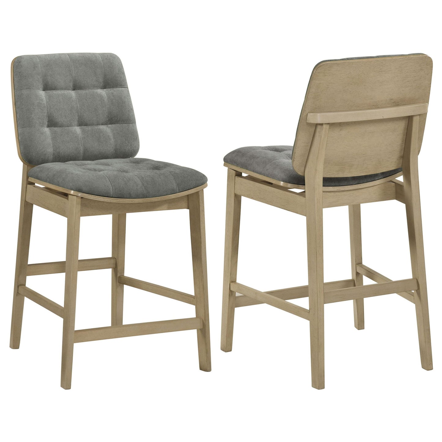 Redbridge Upholstered Counter Chair Grey and Natural Oak (Set of 2)