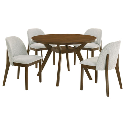Mueller 5-piece 48-inch Round Dining Set Brown and Beige