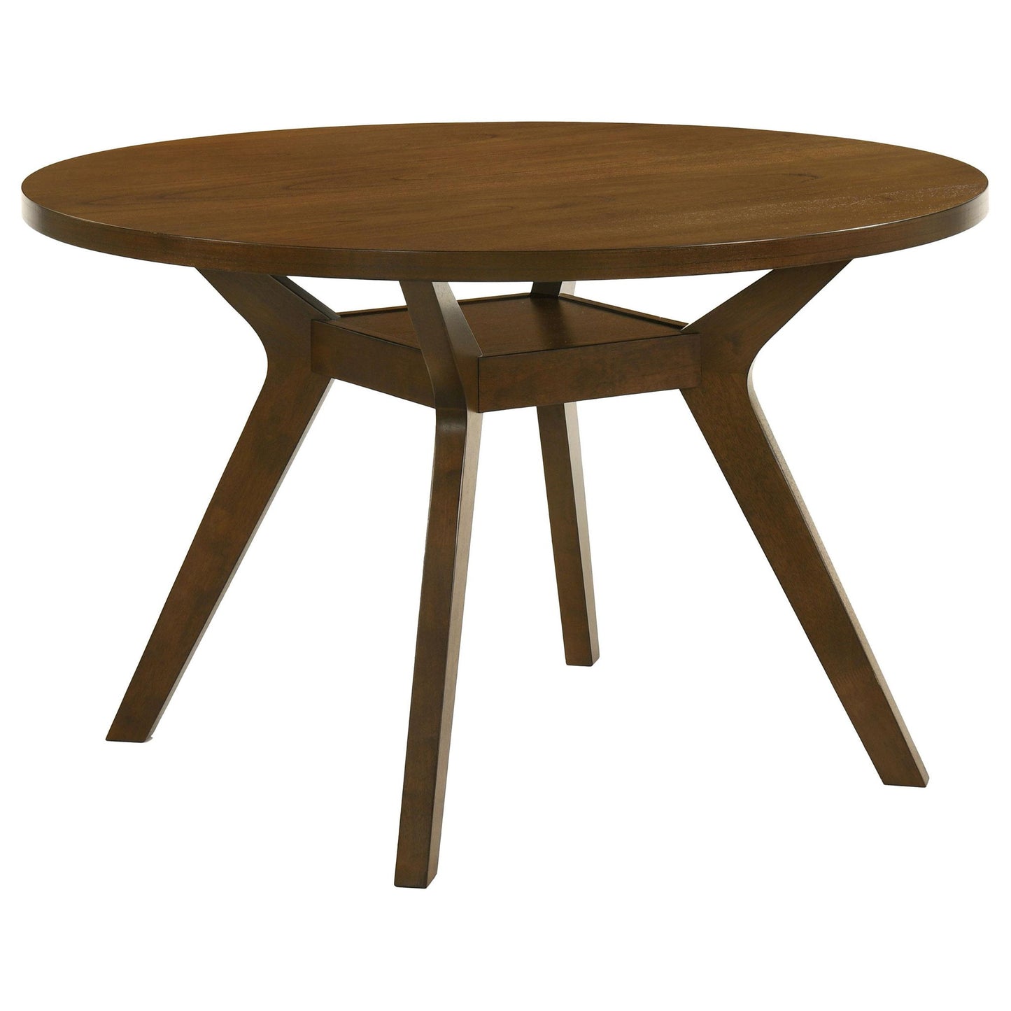 Mueller 48-inch Round Mindi Veneer Dining Table Brown
