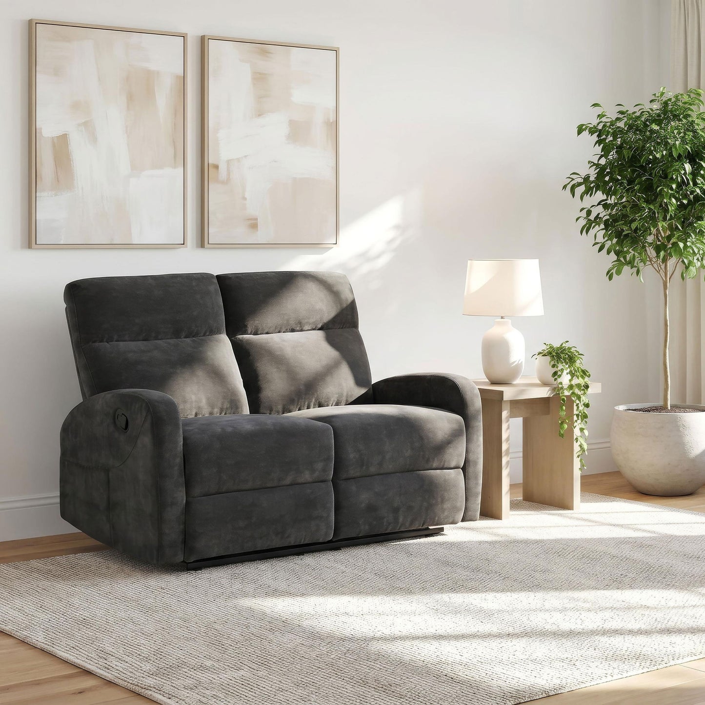 Hamilton Chenille Manual Reclining Loveseat Charcoal Grey