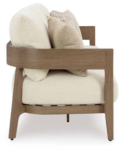 Serene Bay - Sofa With Cushion - Dark Brown / White