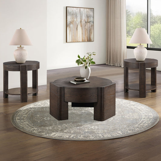 Salina - 3 Piece Round Occasional Set - Espresso
