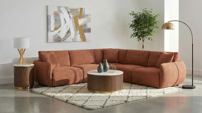 Elysia 5-piece Fabric Upholstered Modular Sectional Sofa Coral