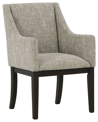 Burkhaus - Dining UPH Arm Chair (Set of 2) - Beige / Dark Brown