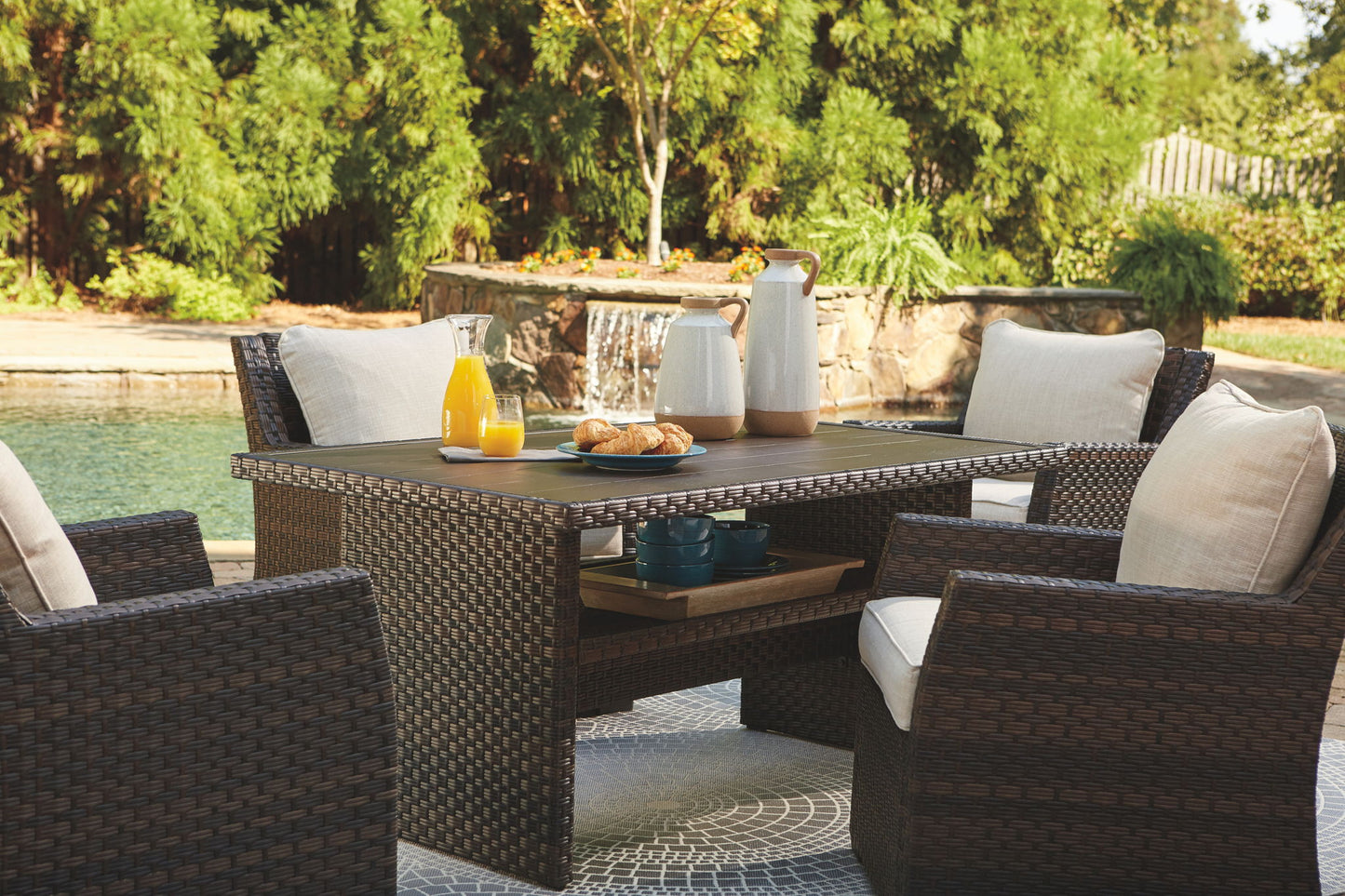 Easy Isle - RECT Multi-Use Table - Dark Brown / Beige