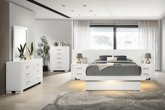Jessica 6-piece Queen LED Bedroom Set Snow White