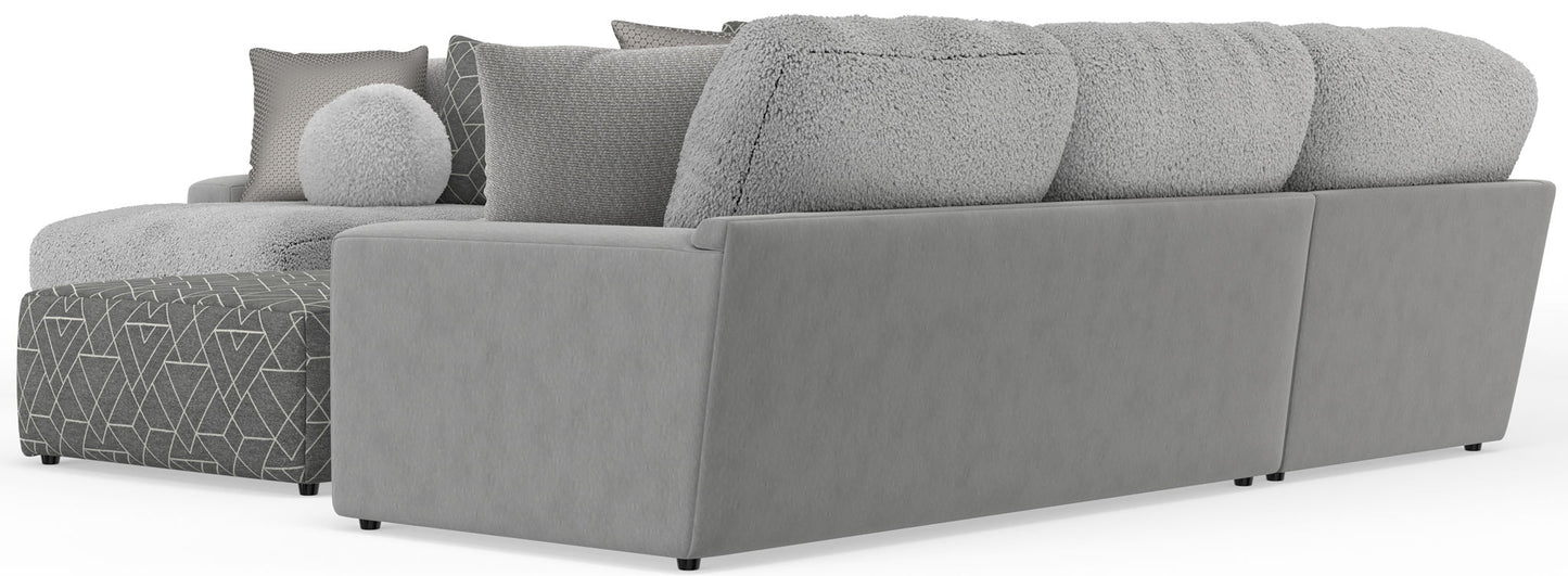 Canyon - 4 Piece Sectional With Cuddler Seat Cushions, Included Accent Pillows And Cocktail Ottoman (Left Side Facing Chaise) - Platinum