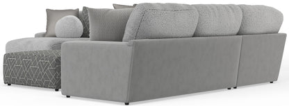 Canyon - 4 Piece Sectional With Cuddler Seat Cushions, Included Accent Pillows And Cocktail Ottoman (Left Side Facing Chaise) - Platinum