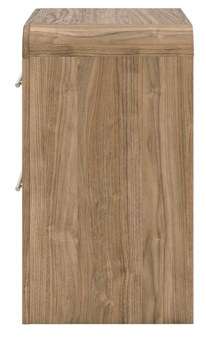 Gramburg - Two Drawer Night Stand - Warm Natural Brown