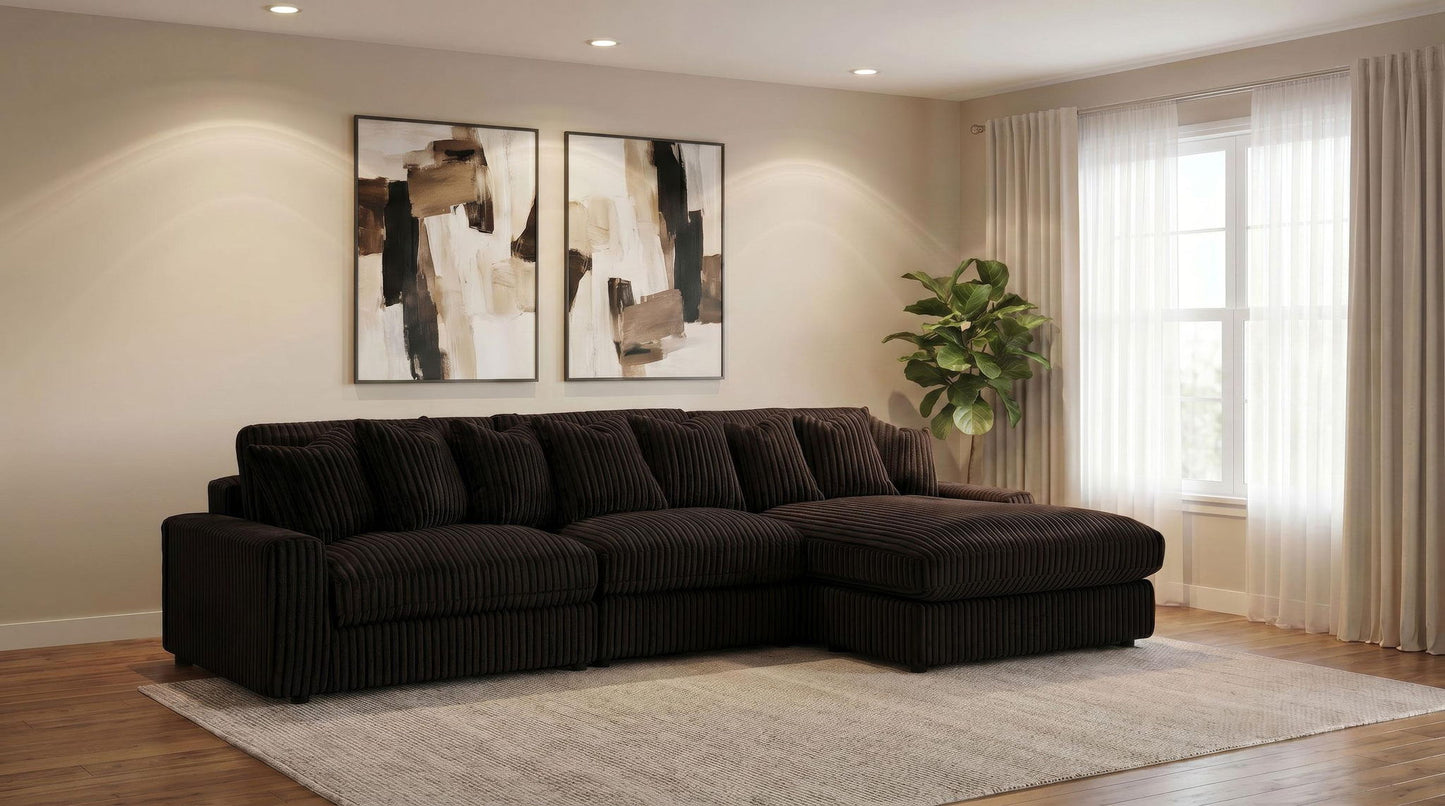 Blaine Upholstered Reversible Chaise Sectional Sofa Chocolate