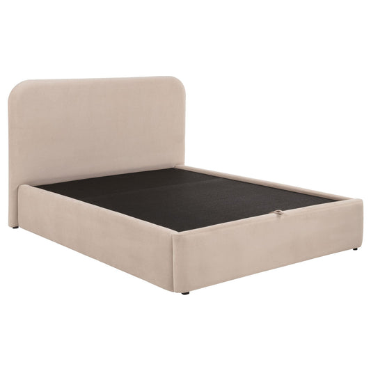 Anders Upholstered Queen Storage Lift Platform Bed Beige