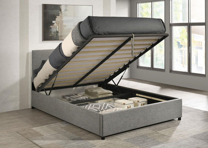 Reeves Upholstered Eastern King Lift-Top Storage Platform Bed Grey