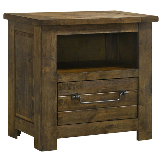 Doherty 1-drawer Nightstand Bedside Table Rustic Brown