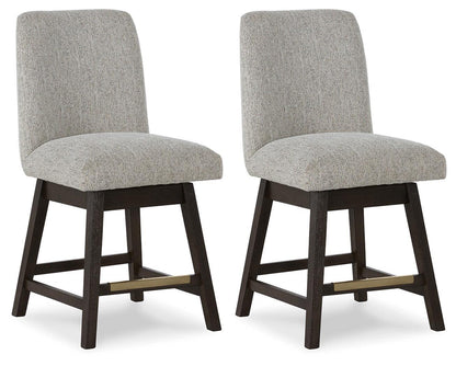 Burkhaus - Upholstered Swivel Barstool (Set of 2) - Beige / Dark Brown