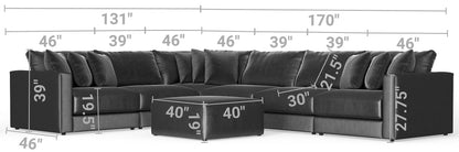 Remington - Modular Sofa And Cocktail Ottoman - Slate