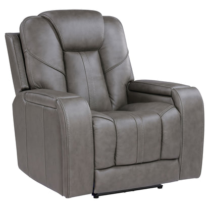 Daniel - 3 Piece Triple-Power Leather Reclining Set - Gray