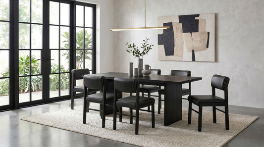 Decker 7-piece 82-inch Rectangular Dining Set Black
