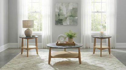 Bradley 3-Piece Round SmartTop Coffee Table Set Grey and Natural