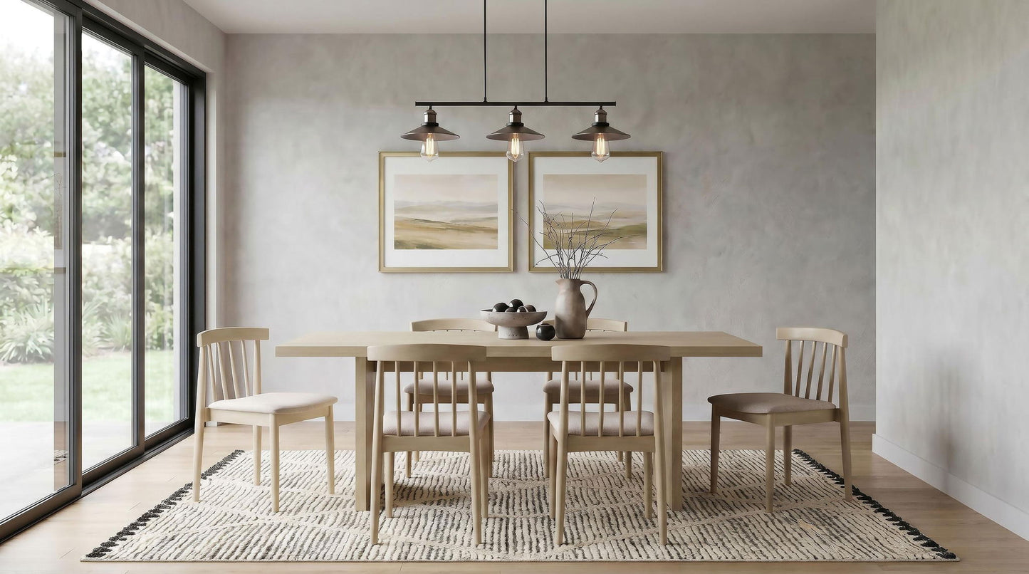 Decker 7-piece 82-inch Rectangular Dining Set Wheat and Natural Oak
