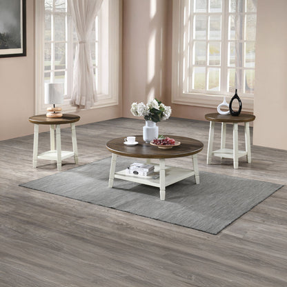 Flaherty - 3 Piece Occasional Set (1 Coffee & 2 End Tables) - Brown / White