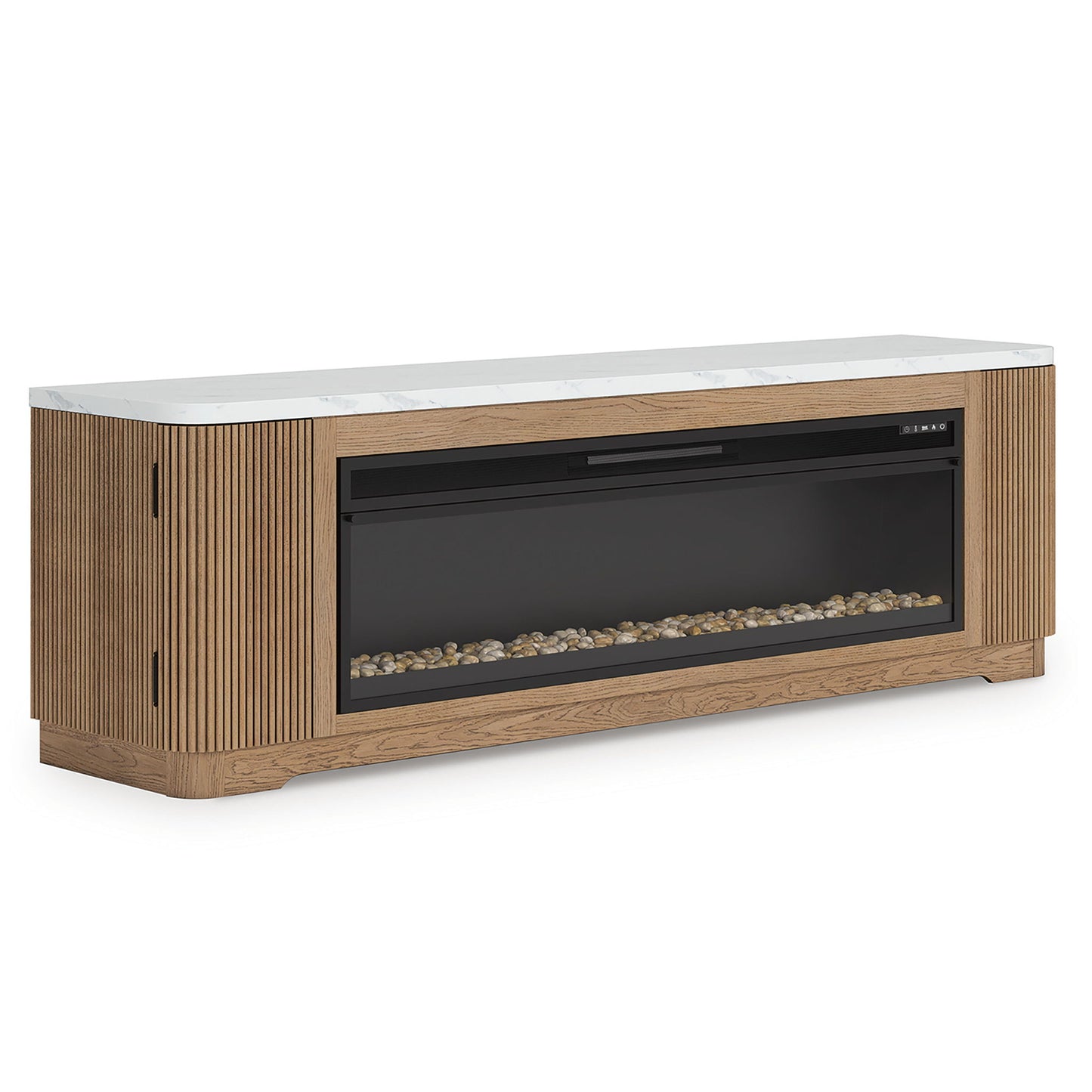 Camdill - 80" TV Stand With Electric Fireplace - Light Brown
