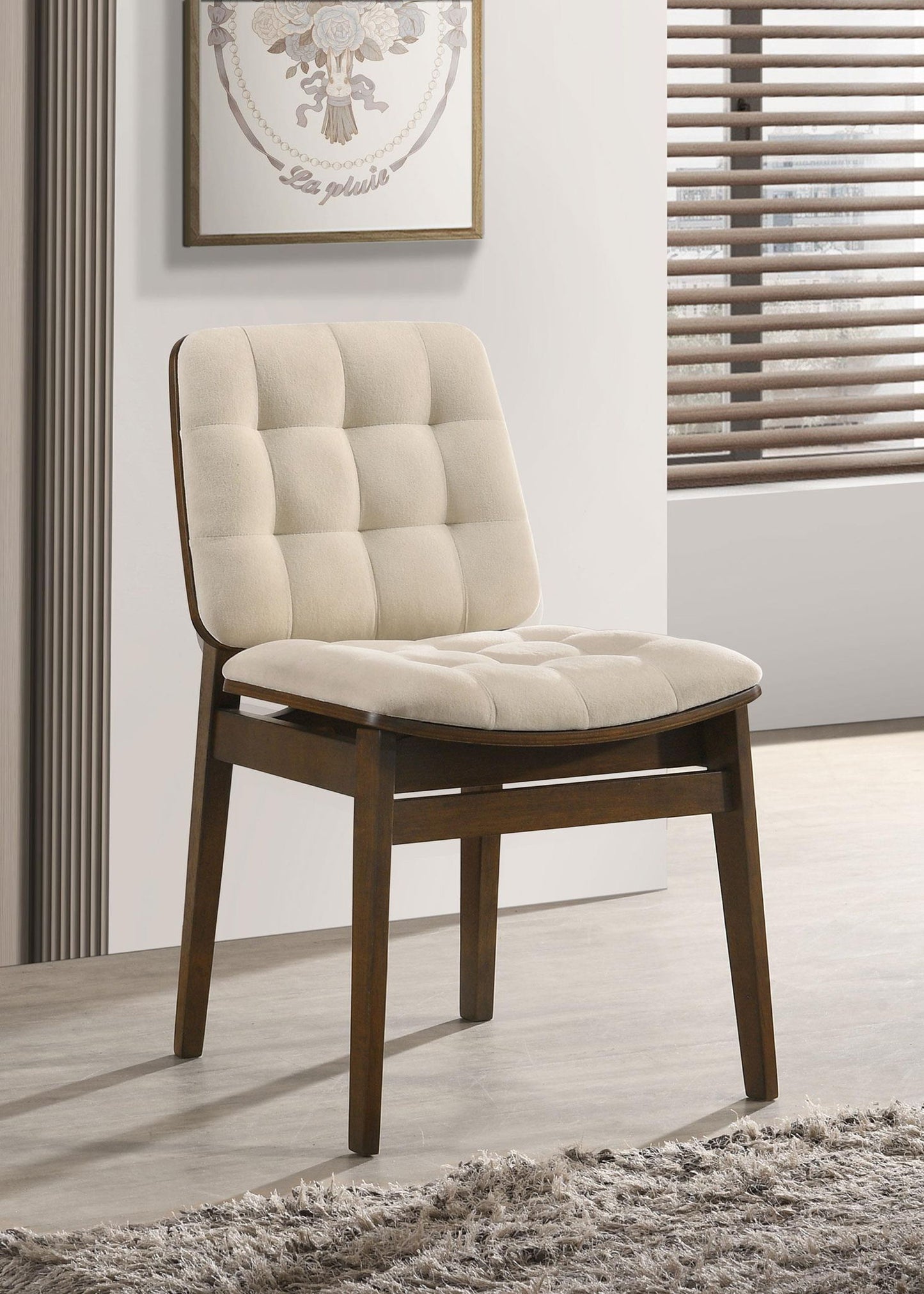 Redbridge Upholstered Side Chair Cream and Walnut (Set of 2)