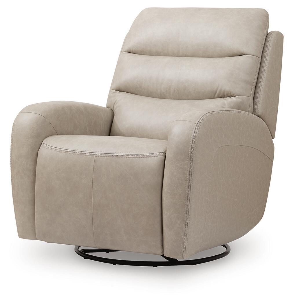 Motion-Max - Swivel Glider Power Recliner - Stonewash