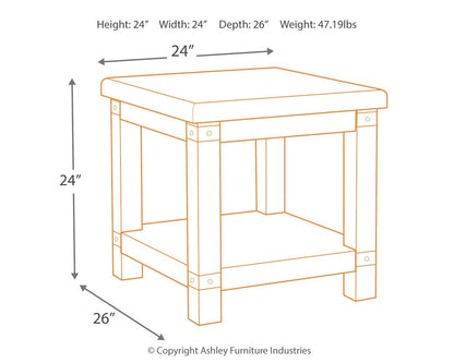Carynhurst - Rectangular End Table - White Wash Gray