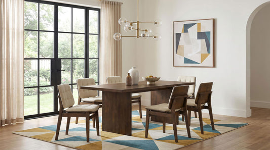 Decker 7-piece 82-inch Rectangular Dining Set Cream and Walnut