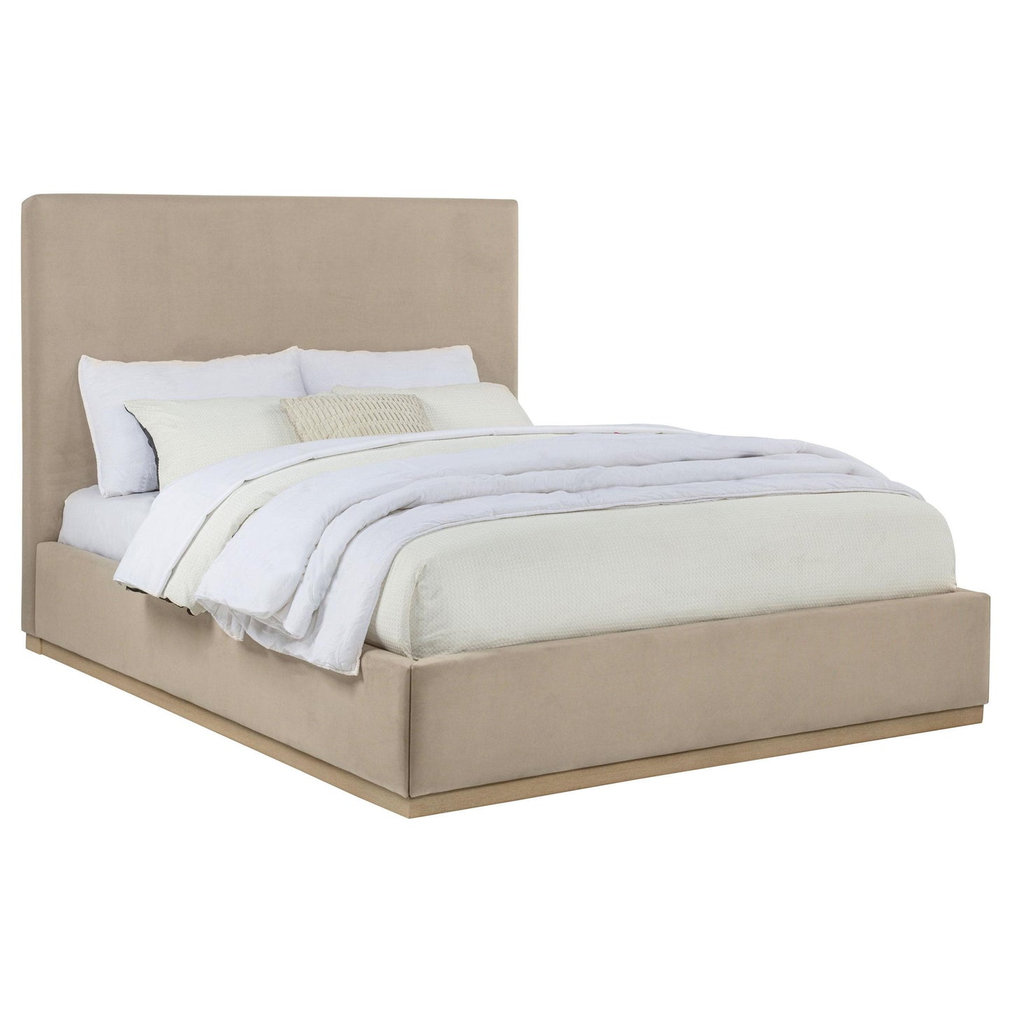 Knox Queen Fabric Upholstered Platform Bed Khaki