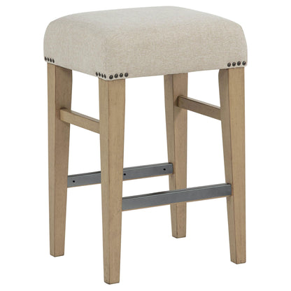 Naser Upholstered Counter Stool Beige and Light Oak (Set of 2)