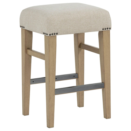 Naser Upholstered Counter Stool Beige and Light Oak (Set of 2)