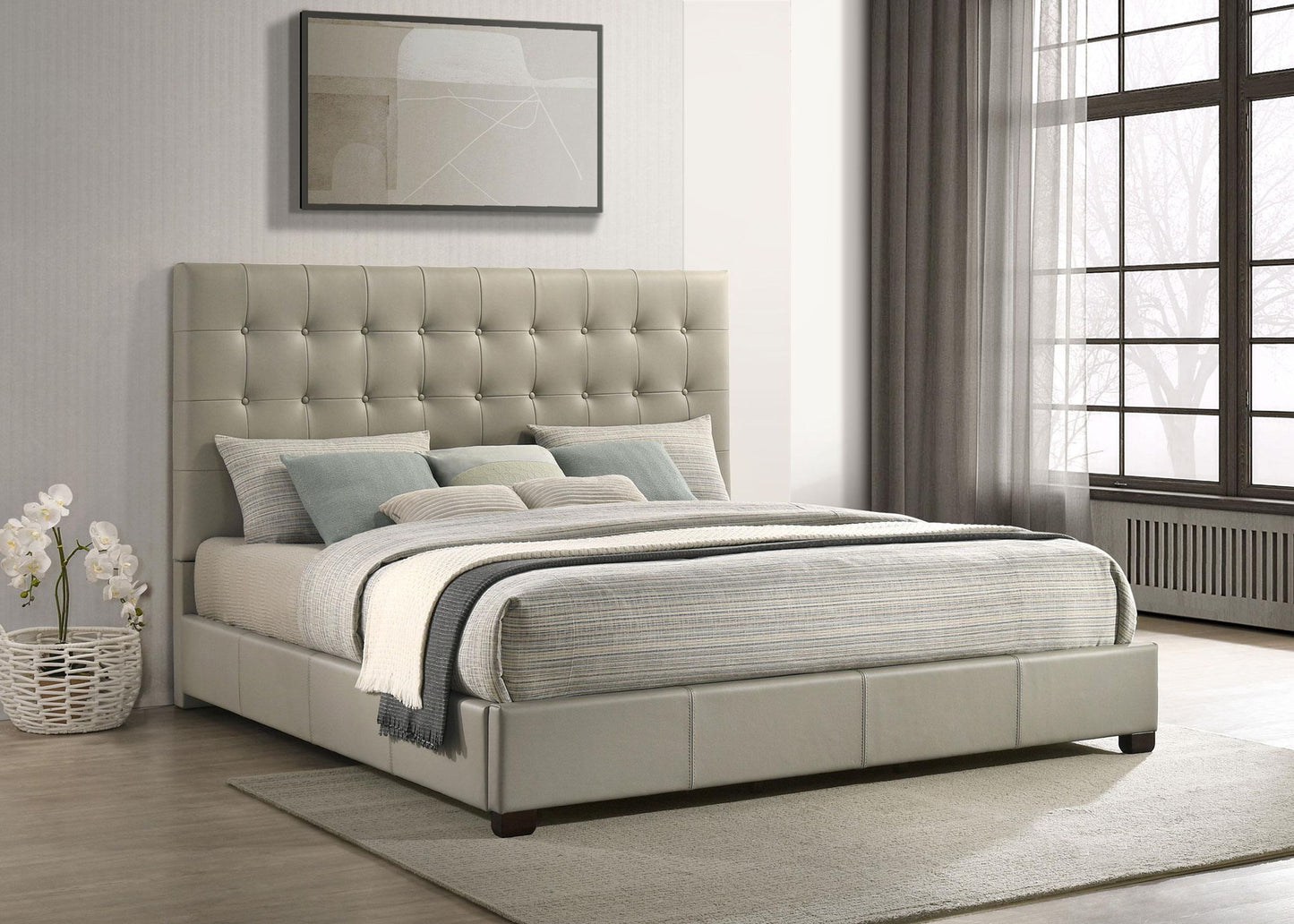 Medley Genuine Leather Eastern King Platform Bed Tan