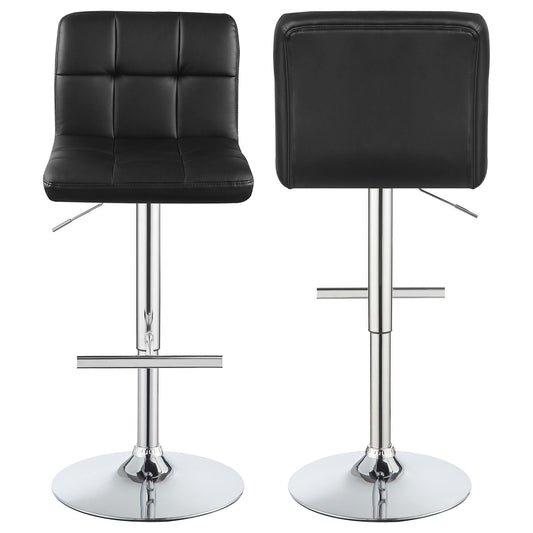 Lenny Tufted Adjustable Leatherette Bar Stool Black (Set of 2)