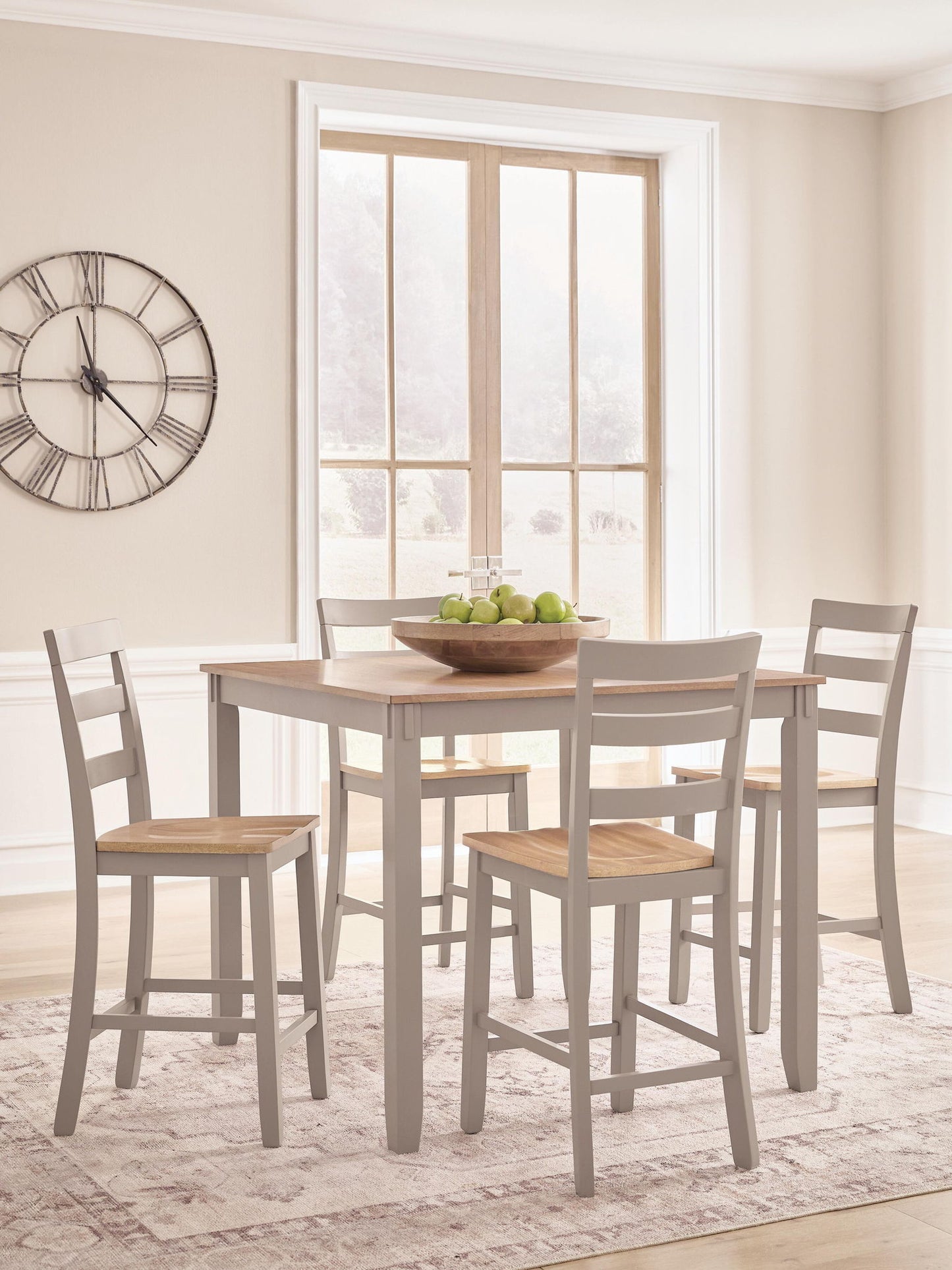 Harperfeld - Dining Room Counter Table Set (Set of 5) - Natural / Gray