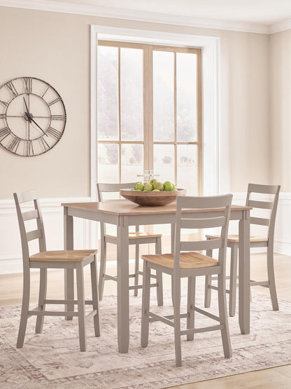 Harperfeld - Dining Room Counter Table Set (Set of 5) - Natural / Gray