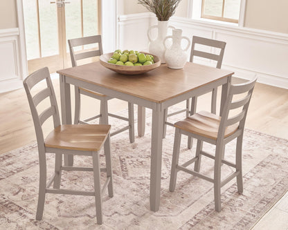Harperfeld - Dining Room Counter Table Set (Set of 5) - Natural / Gray
