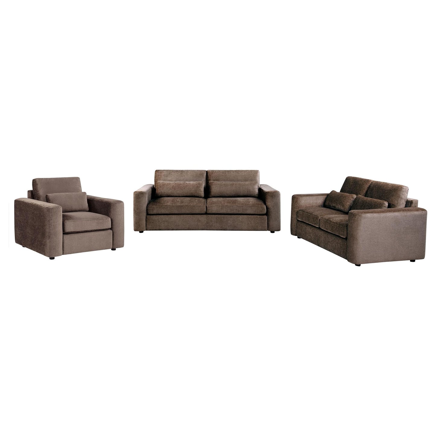 Amador 3-piece Chenille Upholstered Track Arm Sofa Set Chocolate