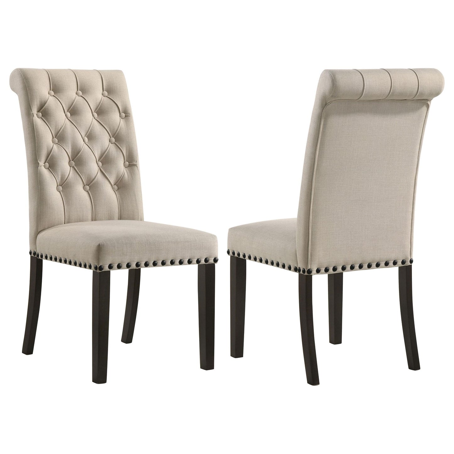 Alana Upholstered Dining Side Chair Beige Smokey Black (Set of 2)