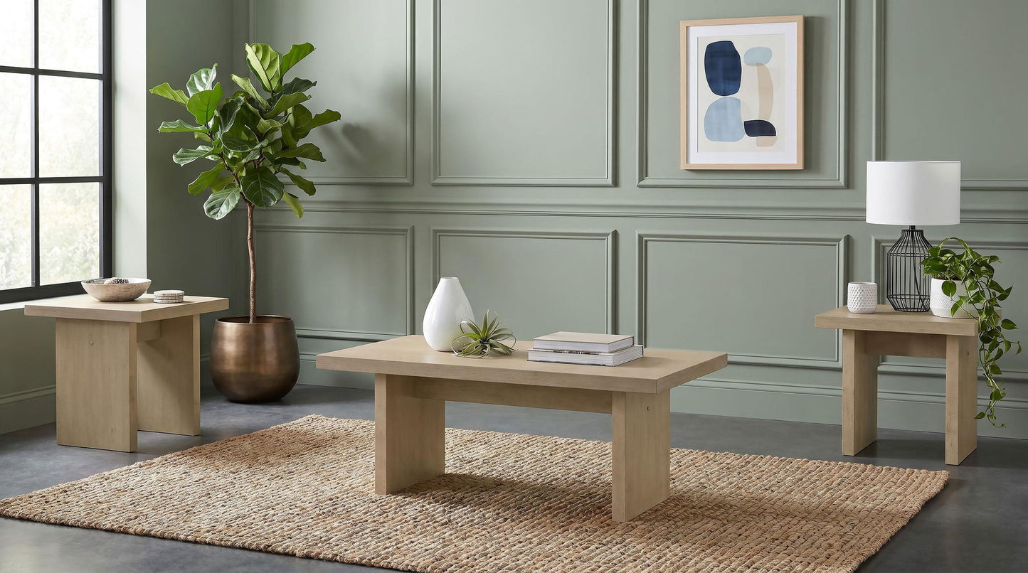 Decker 3-piece Coffee and End Table Set Natural Oak