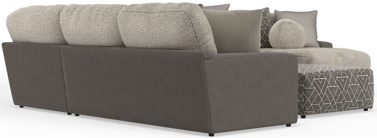 Canyon - 4 Piece Sectional With Cuddler Seat Cushions, Included Accent Pillows And Cocktail Ottoman (Right Side Facing Chaise) - Umber
