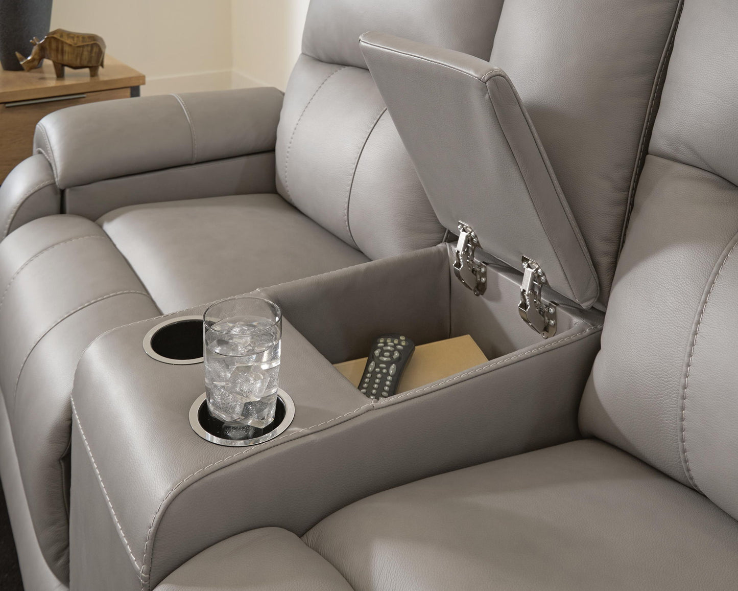 Real Moments - Power Reclining Loveseat With Audio Seating - Ash